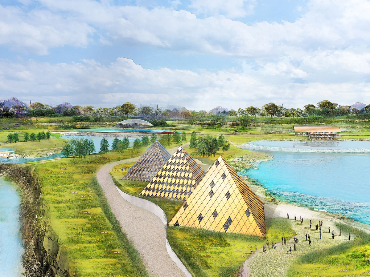 Shigeru Ban Transforms Disused Quarry Into A Production Campus With Timber Pyramids In Kentucky