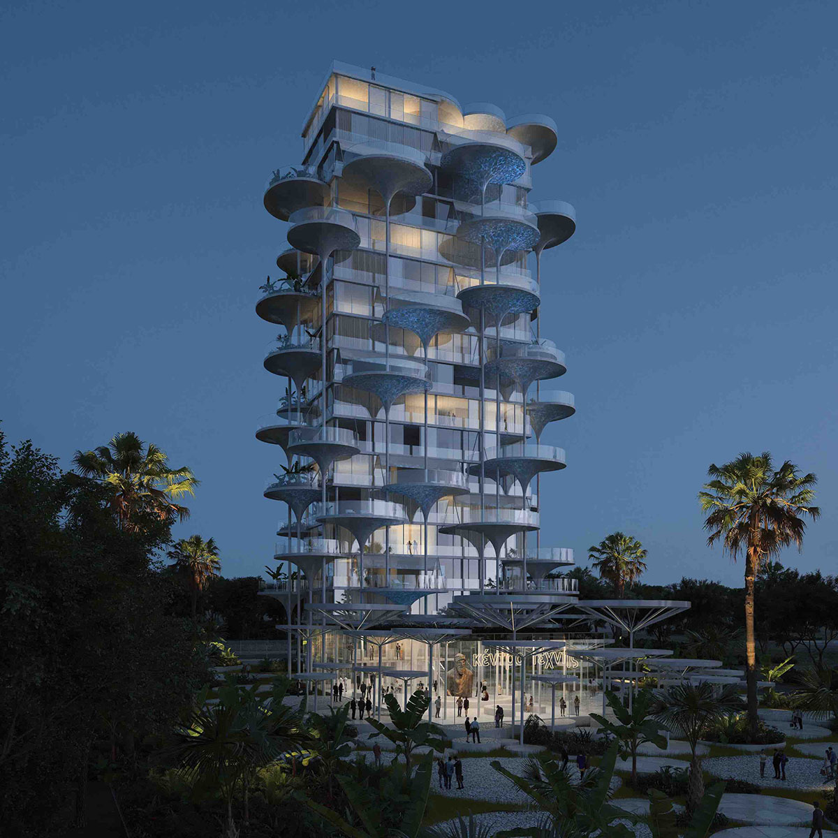 Hamonic+Masson & Associ&eacute;s Wraps Its New Residential Tower With Patelliform Pool Terraces In Cyprus