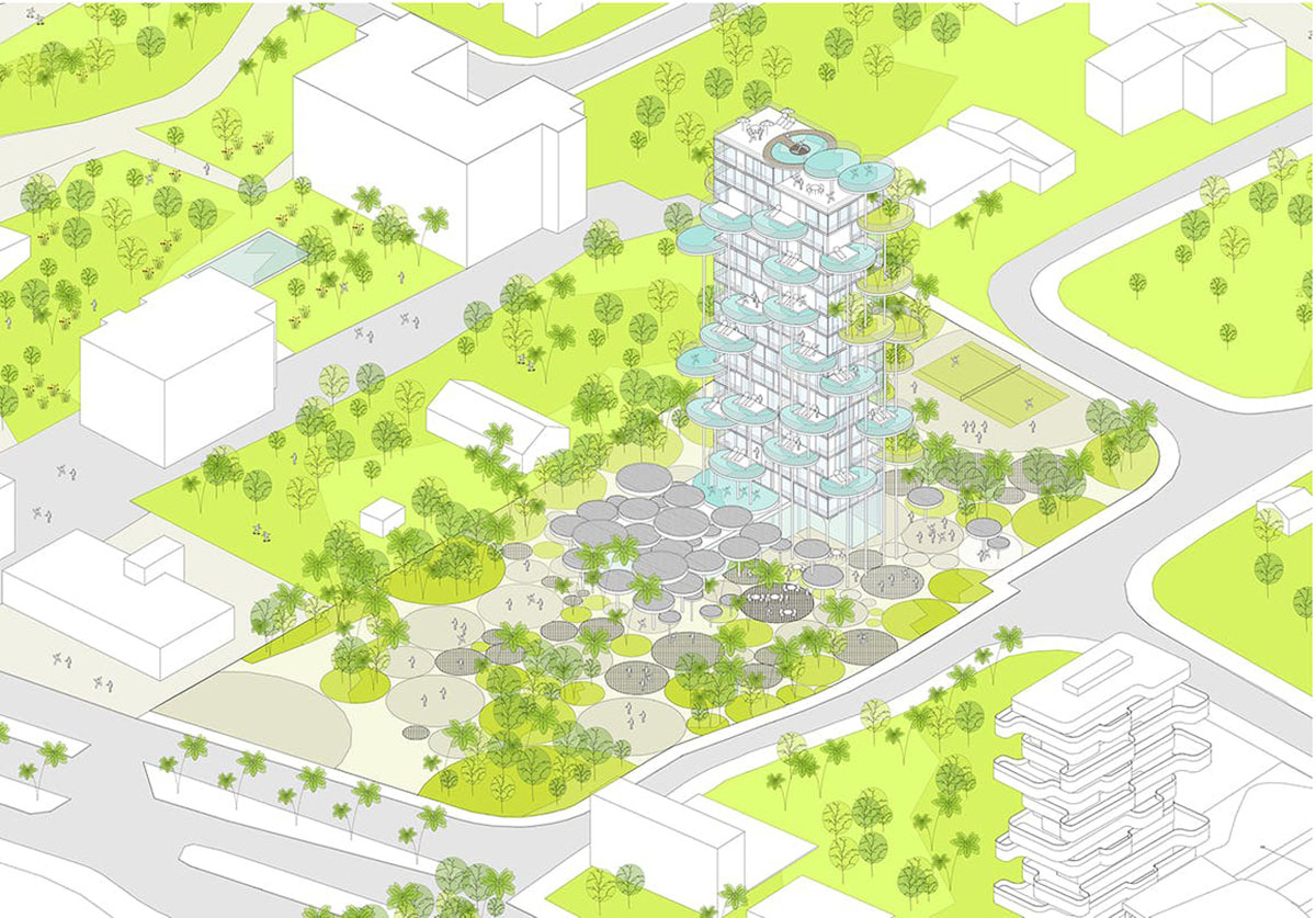 Hamonic+Masson & Associ&eacute;s Wraps Its New Residential Tower With Patelliform Pool Terraces In Cyprus