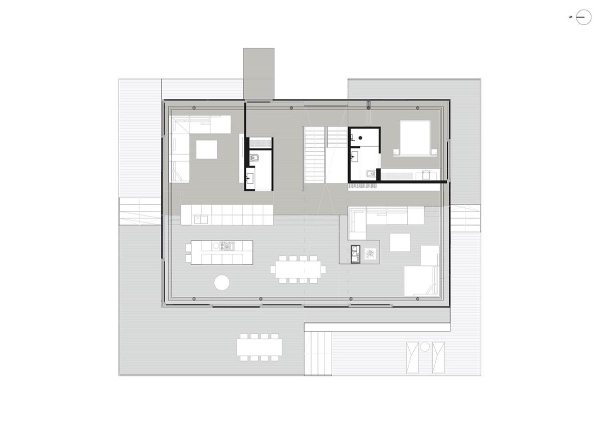 Mecanoo Completes Glass Villa With Dark Stripes On A Lake In Lechlade