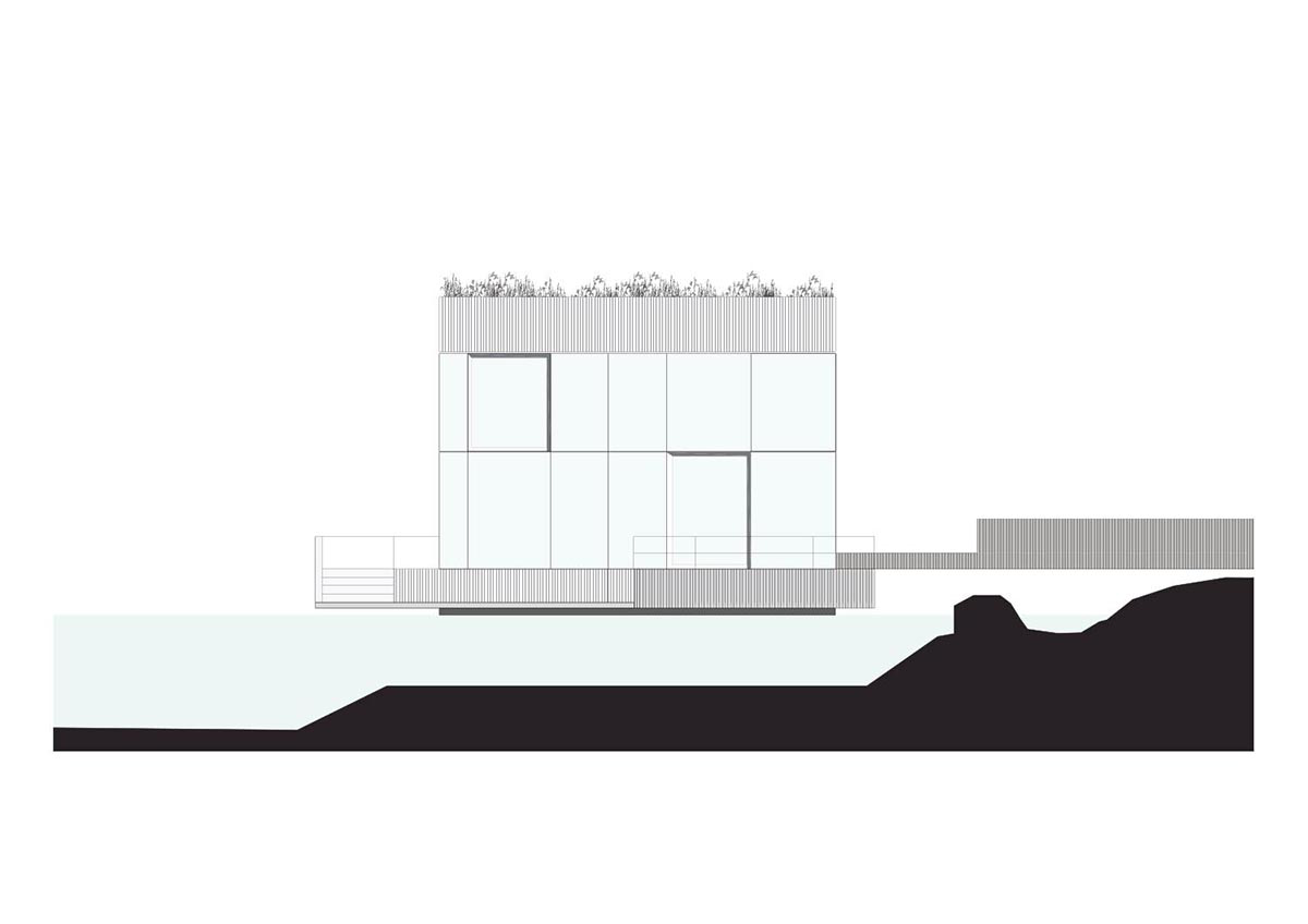 Mecanoo Completes Glass Villa With Dark Stripes On A Lake In Lechlade