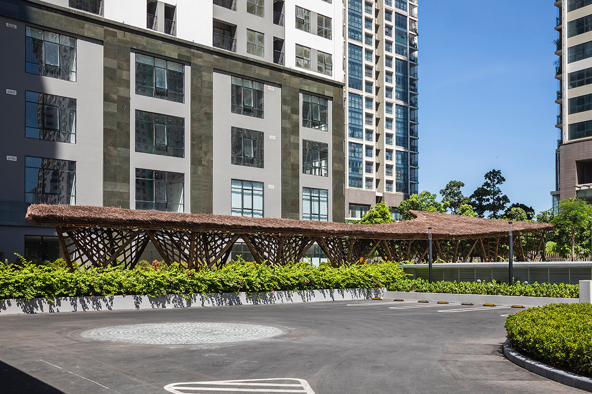 VTN Architects' Vinata Bamboo Pavilion creates a natural pathway in a garden of high-rise buildings