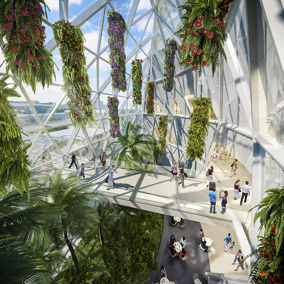 Safdie Architects' giant waterfall is almost complete at Jewel Changi Airport in Singapore