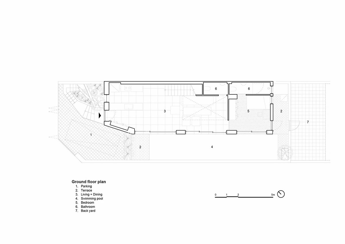 VTN Architects' new cascading family house creates large green gardens in a narrow site of Vietnam