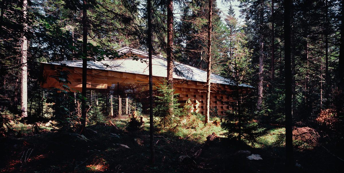 Kengo Kuma creates silent yoga and meditation space made from twigs within a forest in Germany