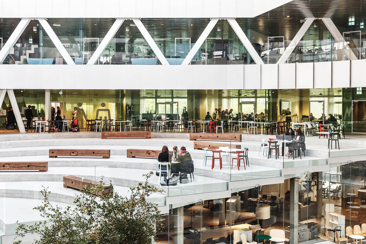 BIG's vortex-shaped education center combines three schools under one roof on the Faroe Islands