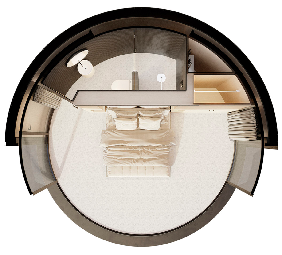 This prefabricated mini cabin provides a minimal space to sleep in nature