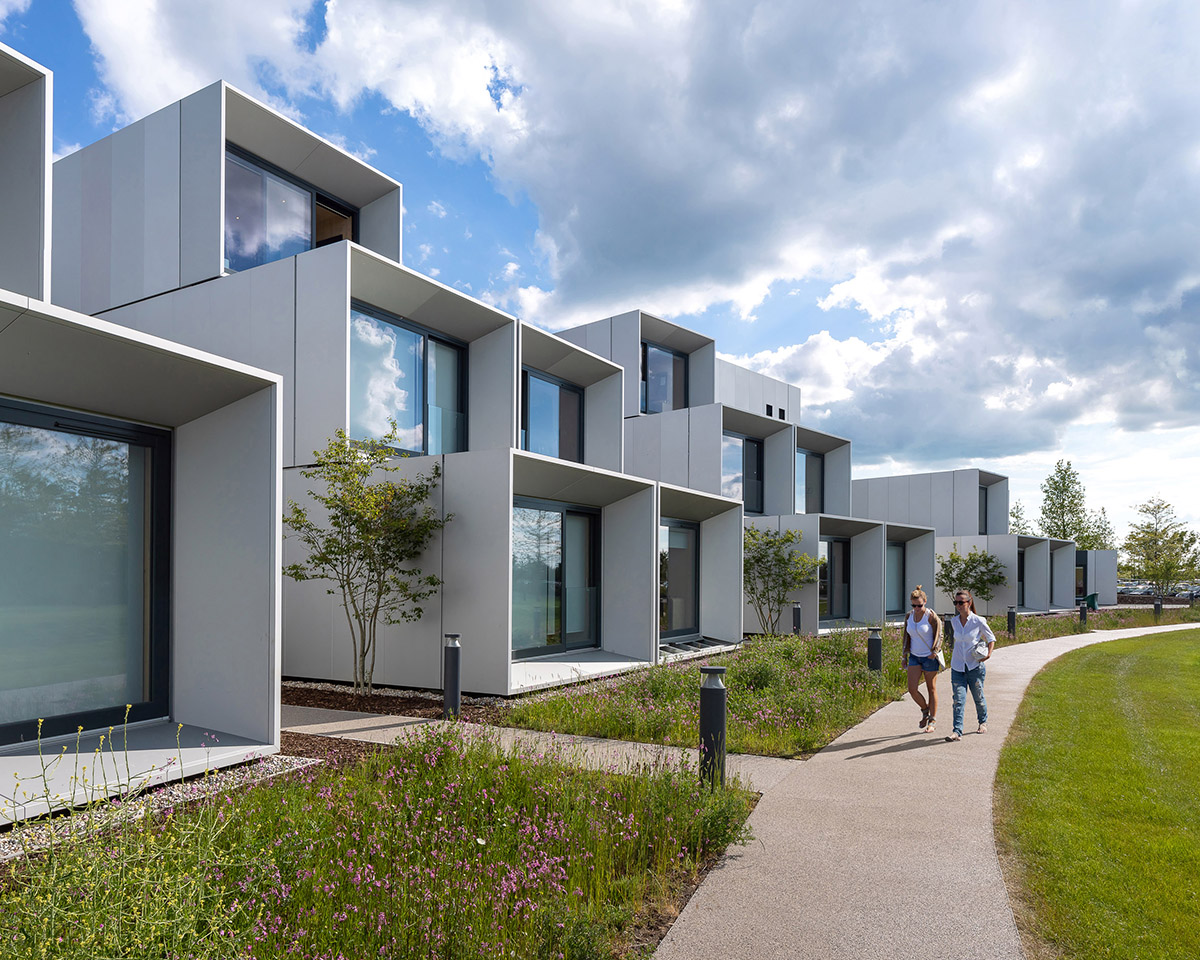 WilkinsonEyre completes new student village made of timber modular housing pods at Dyson Institute