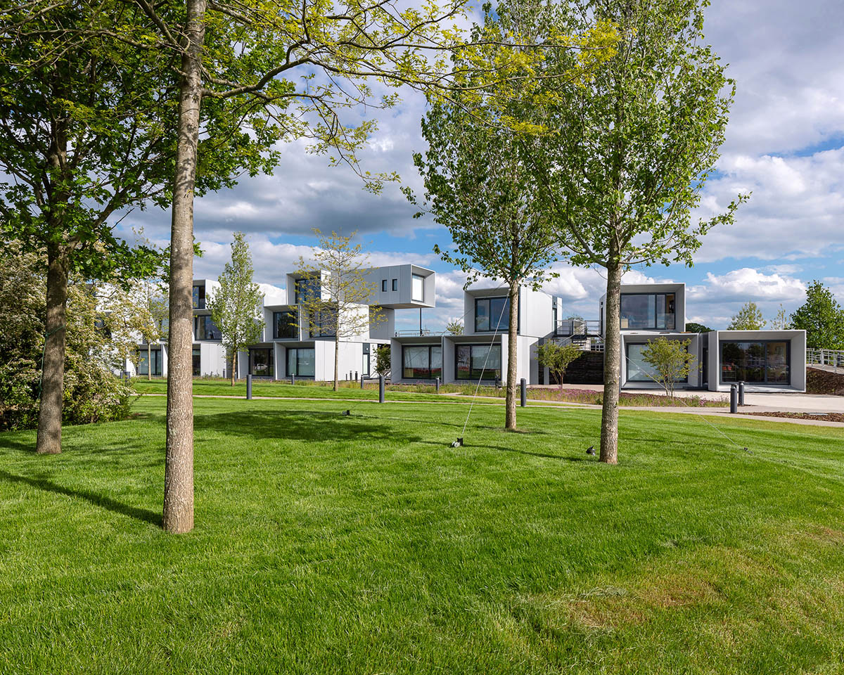 WilkinsonEyre completes new student village made of timber modular housing pods at Dyson Institute
