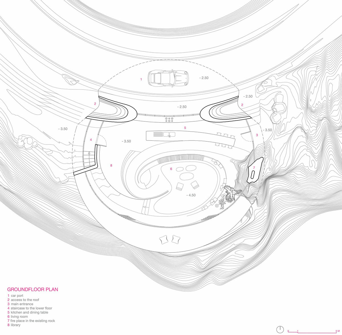 David Tajchman designs private residence inspired by the curves of the client's car
