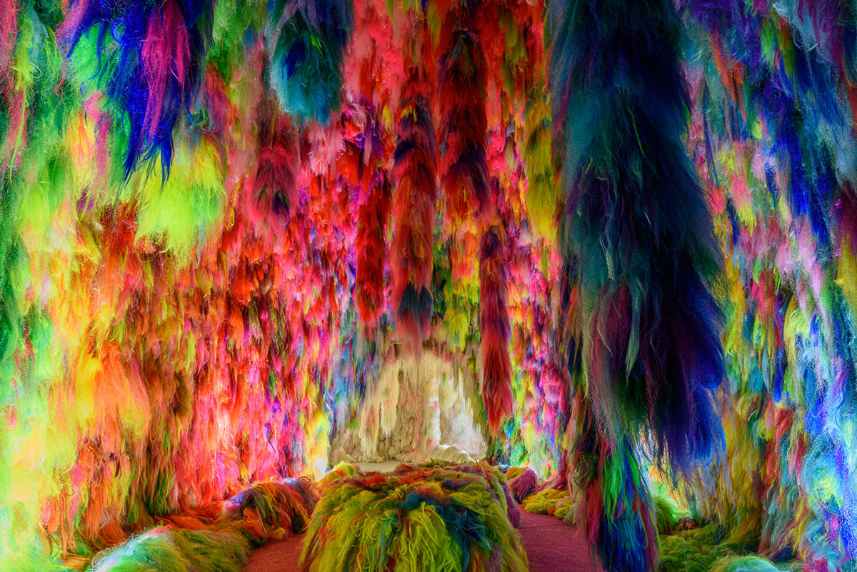 Icelandic Pavilion presents a hypernatural world with colored neon hairs at Venice Art Biennale