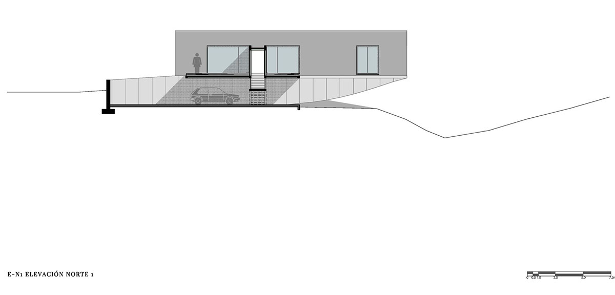 P+0 Arquitectura designs residence mixed with concrete and stone volumes on a complex terrain