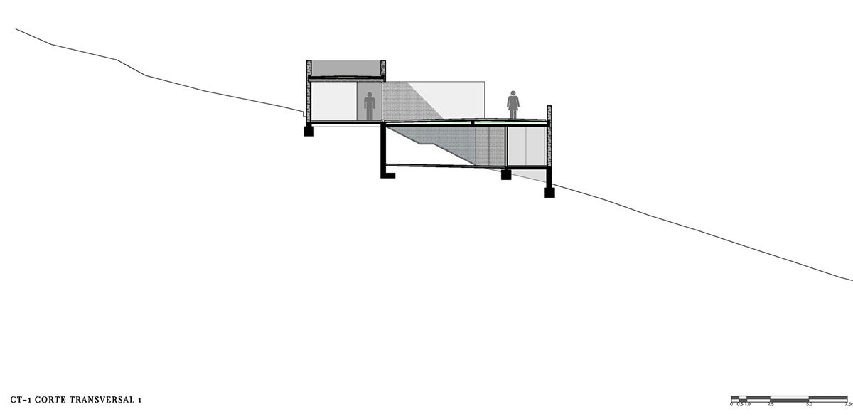P+0 Arquitectura designs residence mixed with concrete and stone volumes on a complex terrain