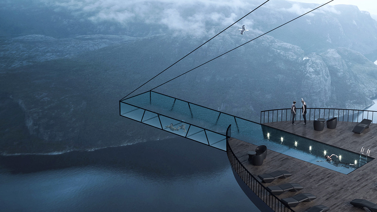 Hayri Atak Architectural Design Studio creates boutique hotel suspended from a cliff in Norway
