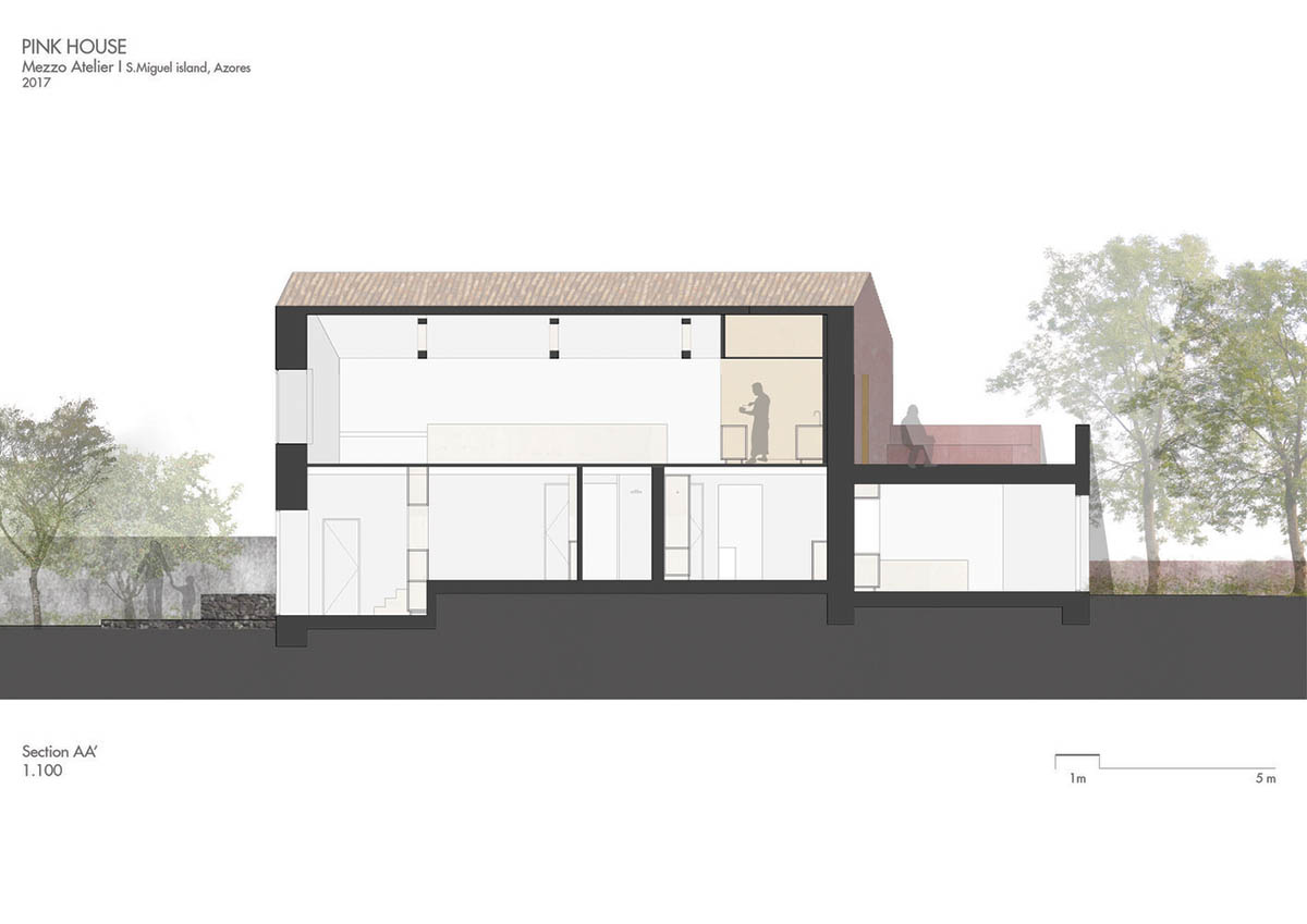 Mezzo Atelier transforms old barn into guesthouses featuring different hues of pink