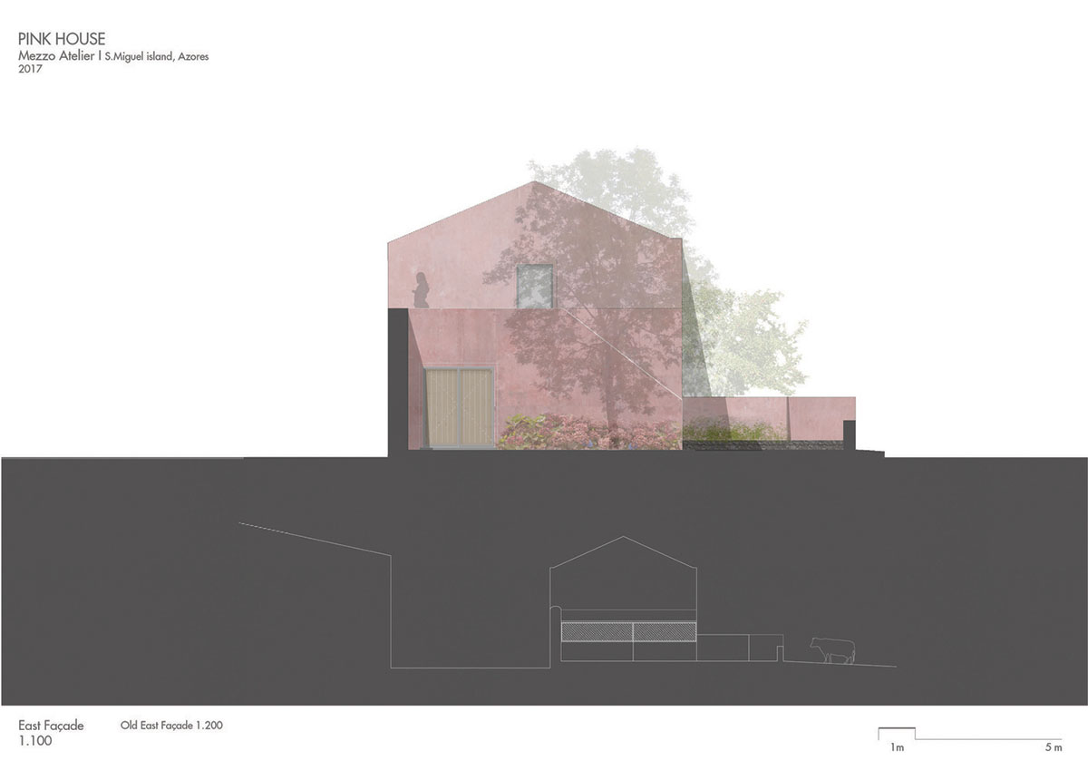 Mezzo Atelier transforms old barn into guesthouses featuring different hues of pink