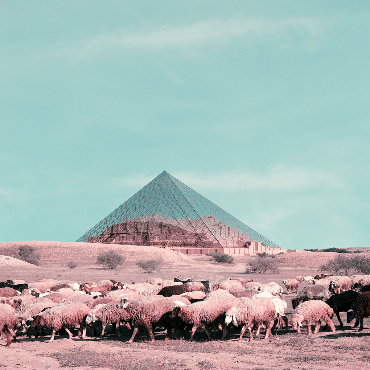 Mohammad Hassan creates collages by using contemporary buildings on Iran's pre-Islamic castles