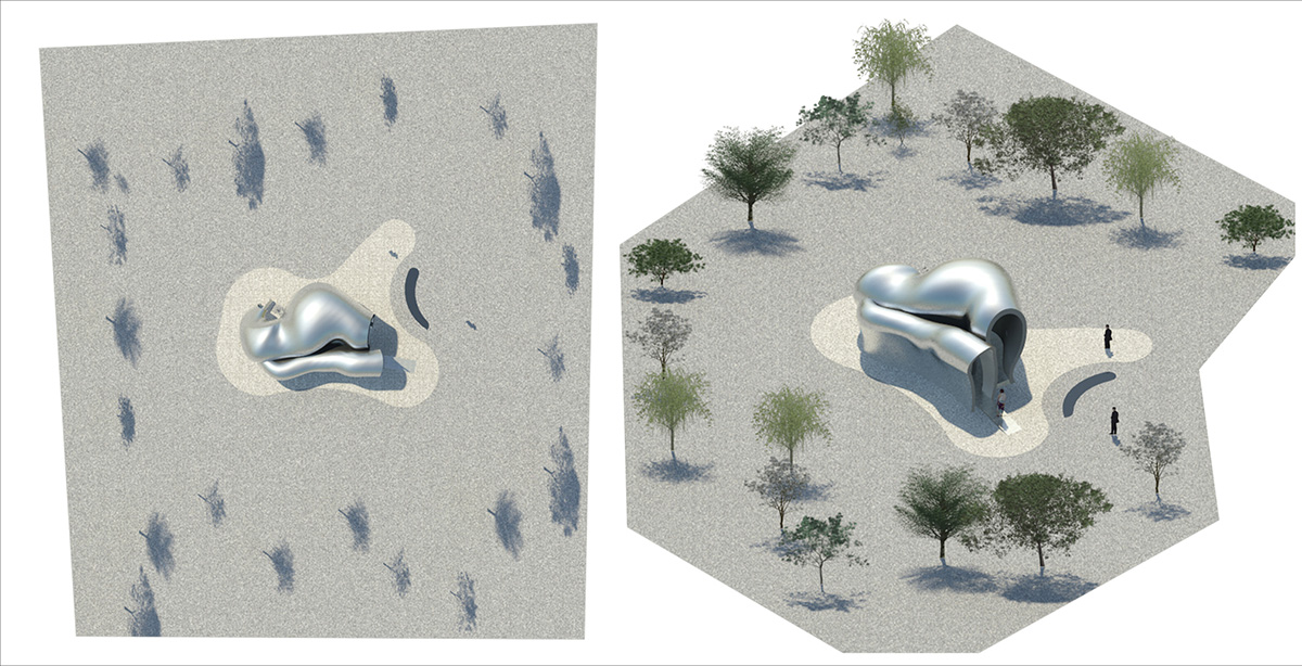 Super small cave-like art gallery by FCC Arquitectura built on lush green in Portugal