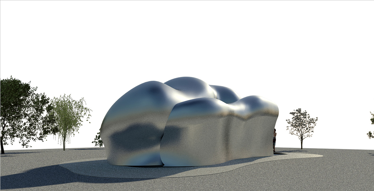 Super small cave-like art gallery by FCC Arquitectura built on lush green in Portugal