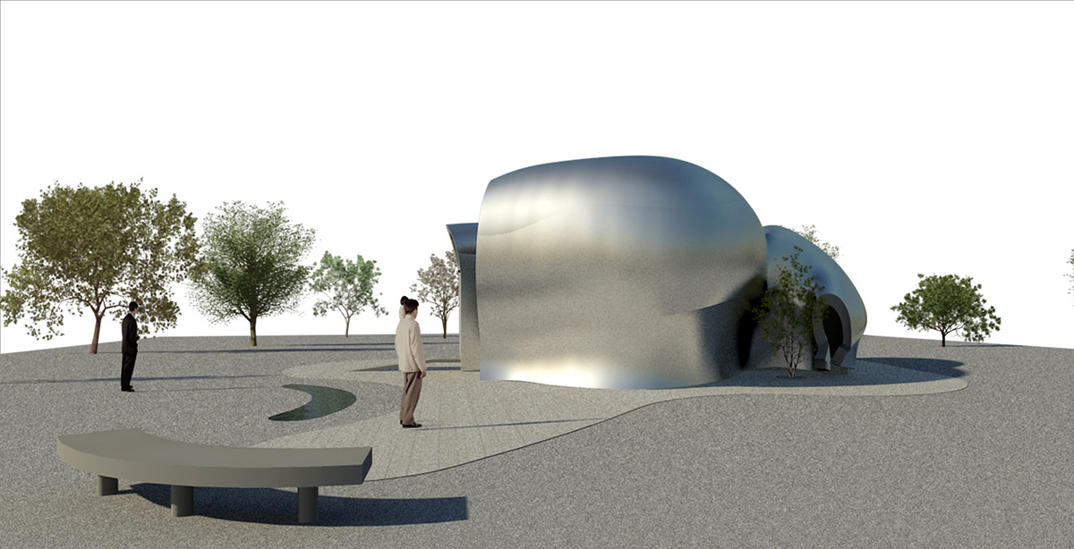 Super small cave-like art gallery by FCC Arquitectura built on lush green in Portugal