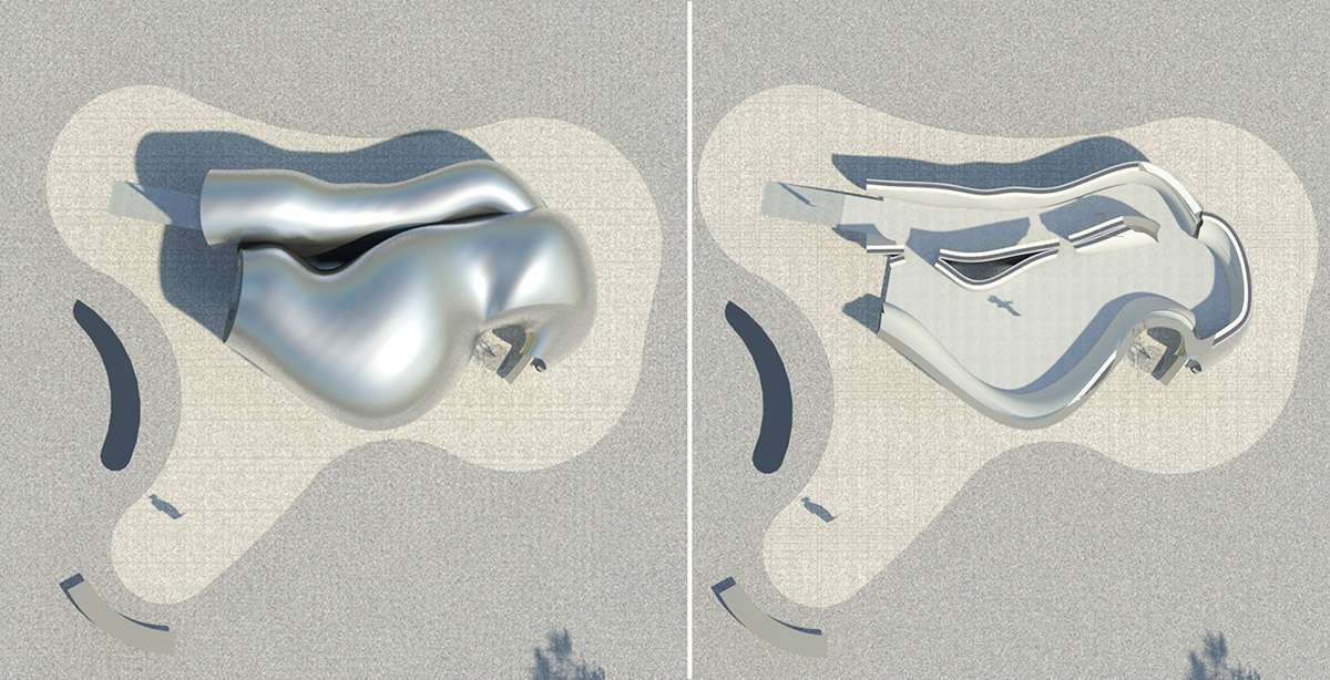 Super small cave-like art gallery by FCC Arquitectura built on lush green in Portugal