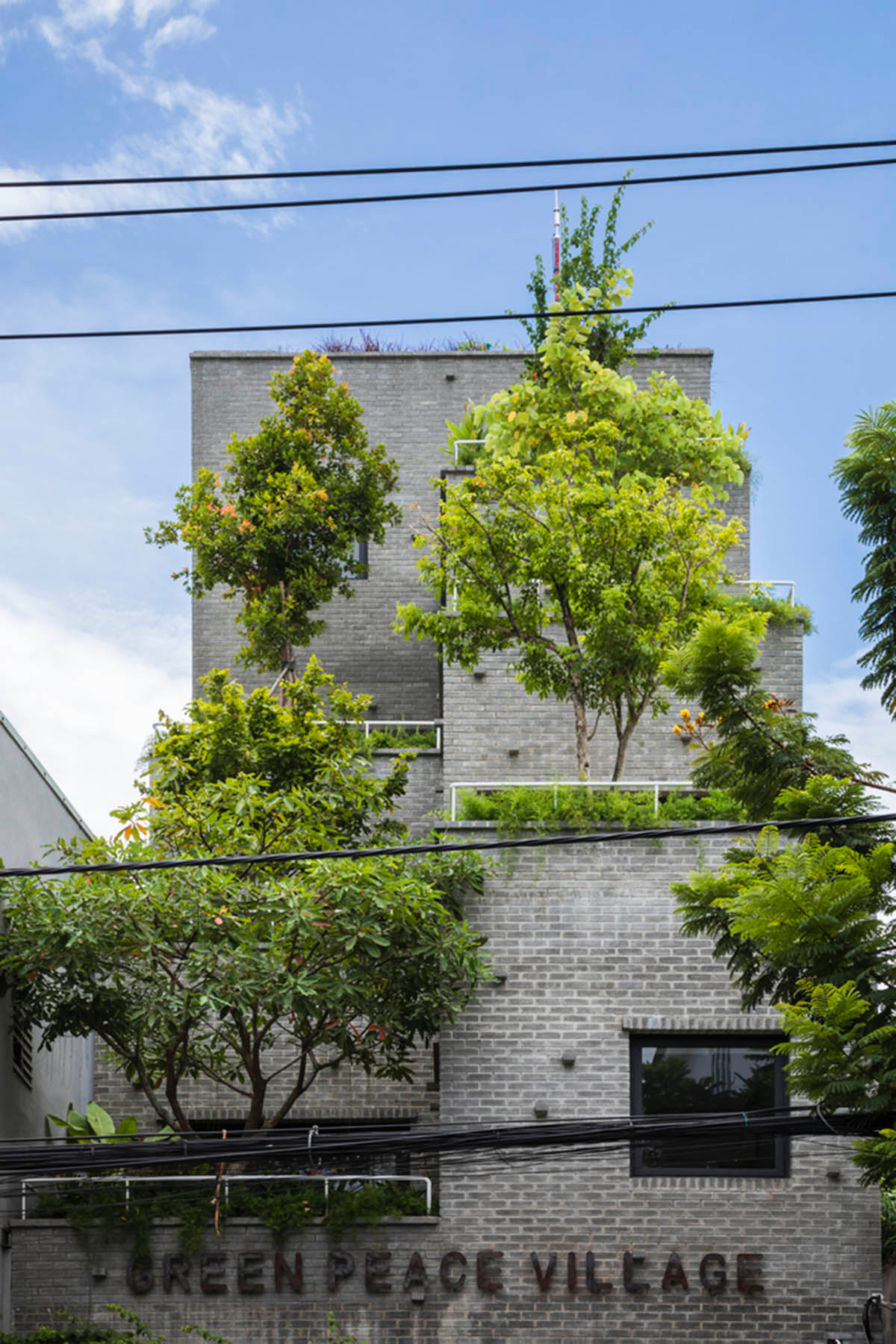 Ho Khue Architects brings jungle life into a terraced apartment building in the Da Nang City, Vietnam