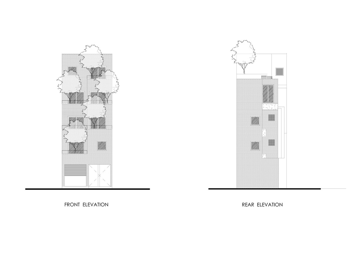Ho Khue Architects brings jungle life into a terraced apartment building in the Da Nang City, Vietnam