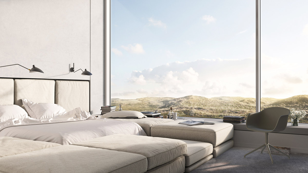 Studio Viktor S&oslash;rless designs cross-shaped summer house to provide un-obscured view in Denmark