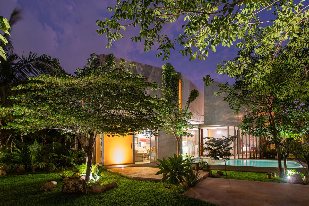 Natural-toned detached house by TACO features dynamic open spaces and backyards in Mexico