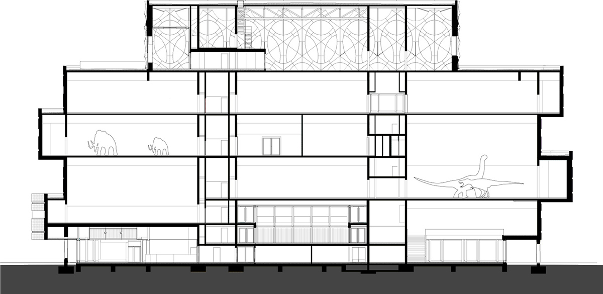 3D concrete patterns are combined with a stack of stone layers for research center in The Netherlands