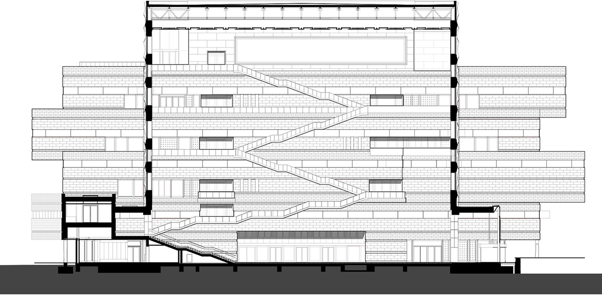 3D concrete patterns are combined with a stack of stone layers for research center in The Netherlands