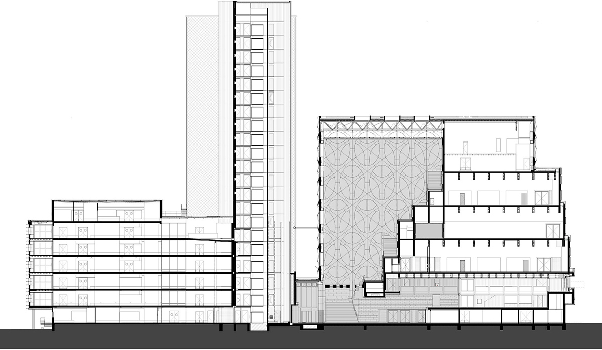3D concrete patterns are combined with a stack of stone layers for research center in The Netherlands