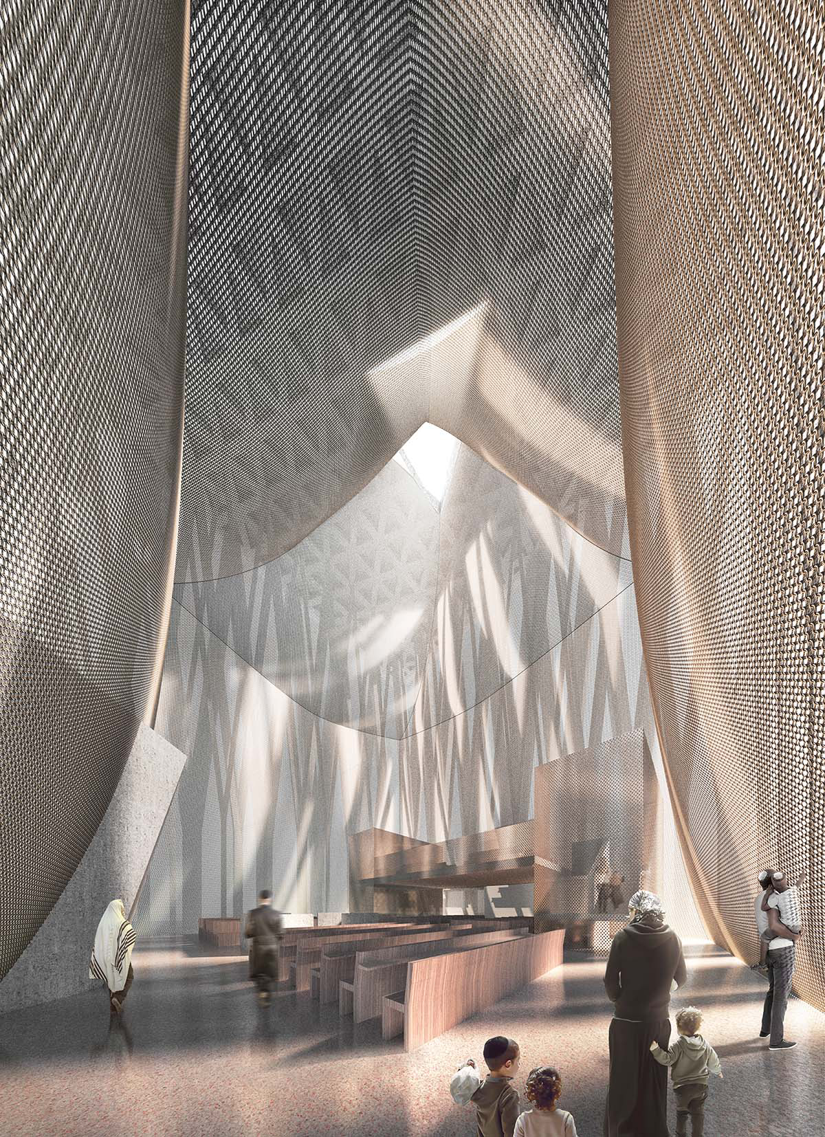 Adjaye Associates designs The Abrahamic Family House with powerful plutonic forms on Saadiyat Island