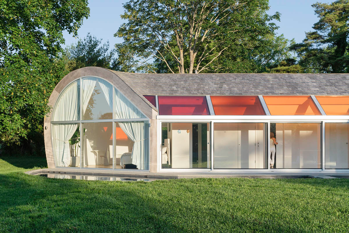 nea studio's cocoon-shaped residence in Long Island acts as a