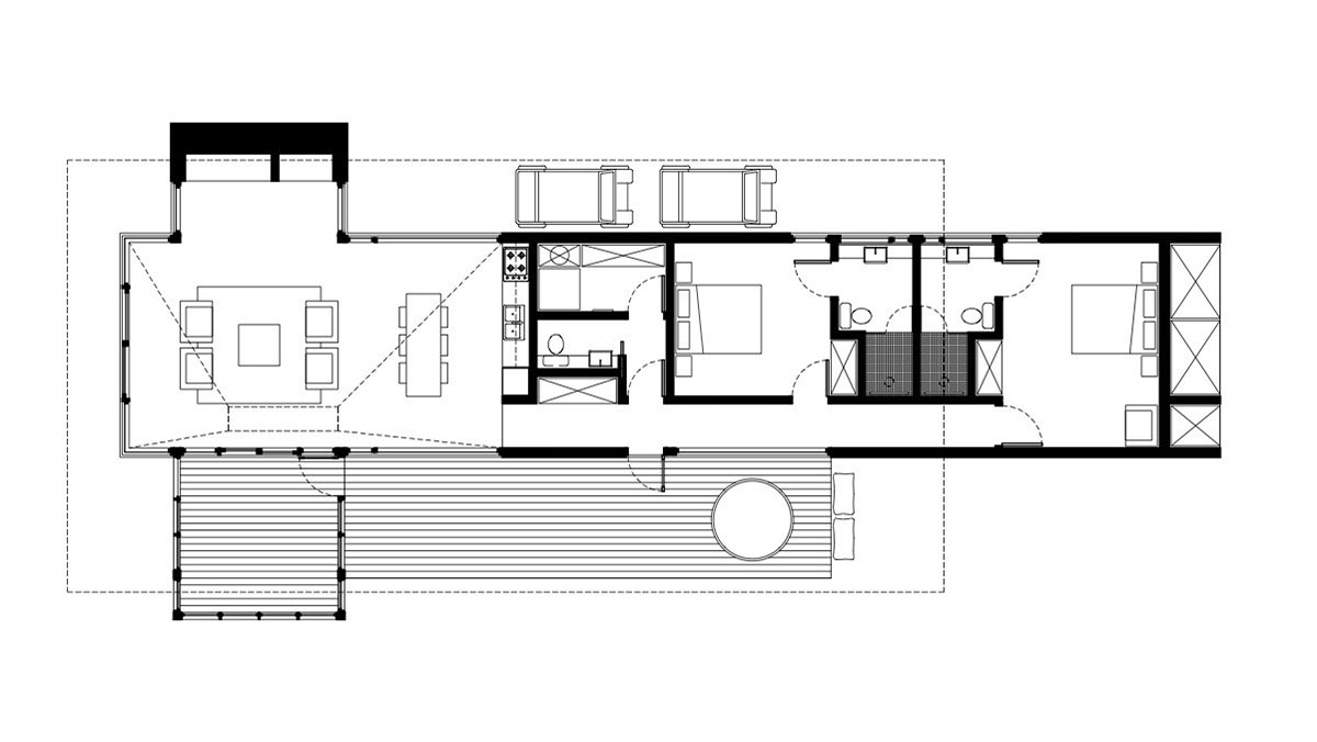 Mackay-Lyons Sweetapple Architects completes island cabins with extruded roofs among pine trees