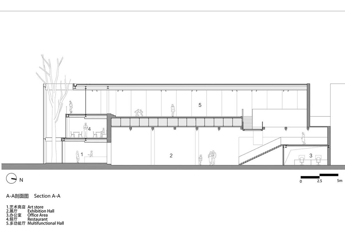 Archstudio converts old art gallery into a new art center with translucent metal curtains in Beijing