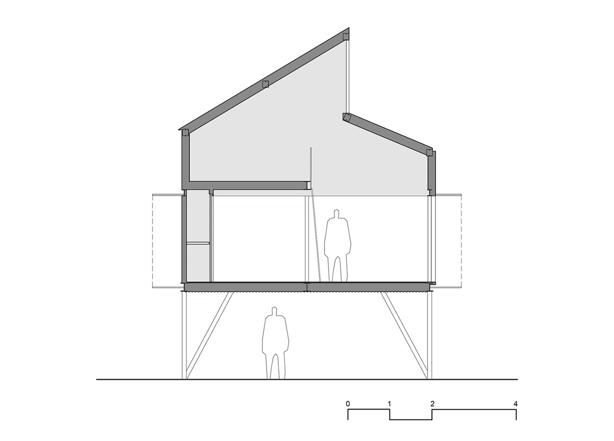 This black metal tree house by Paschetta Cavallero Arquitectos disappears between the treetops