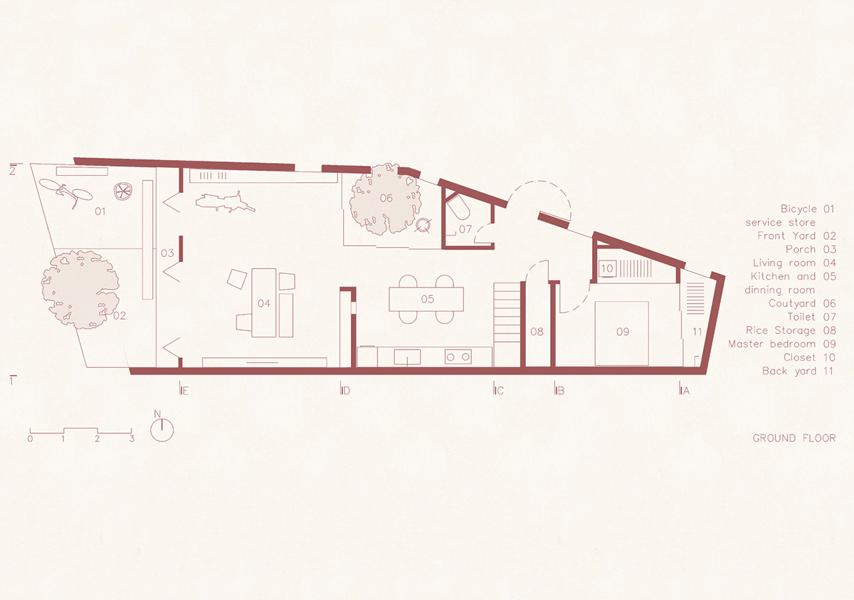 This reddish house features rooftop garden to make owners grow their own food in Vietnam
