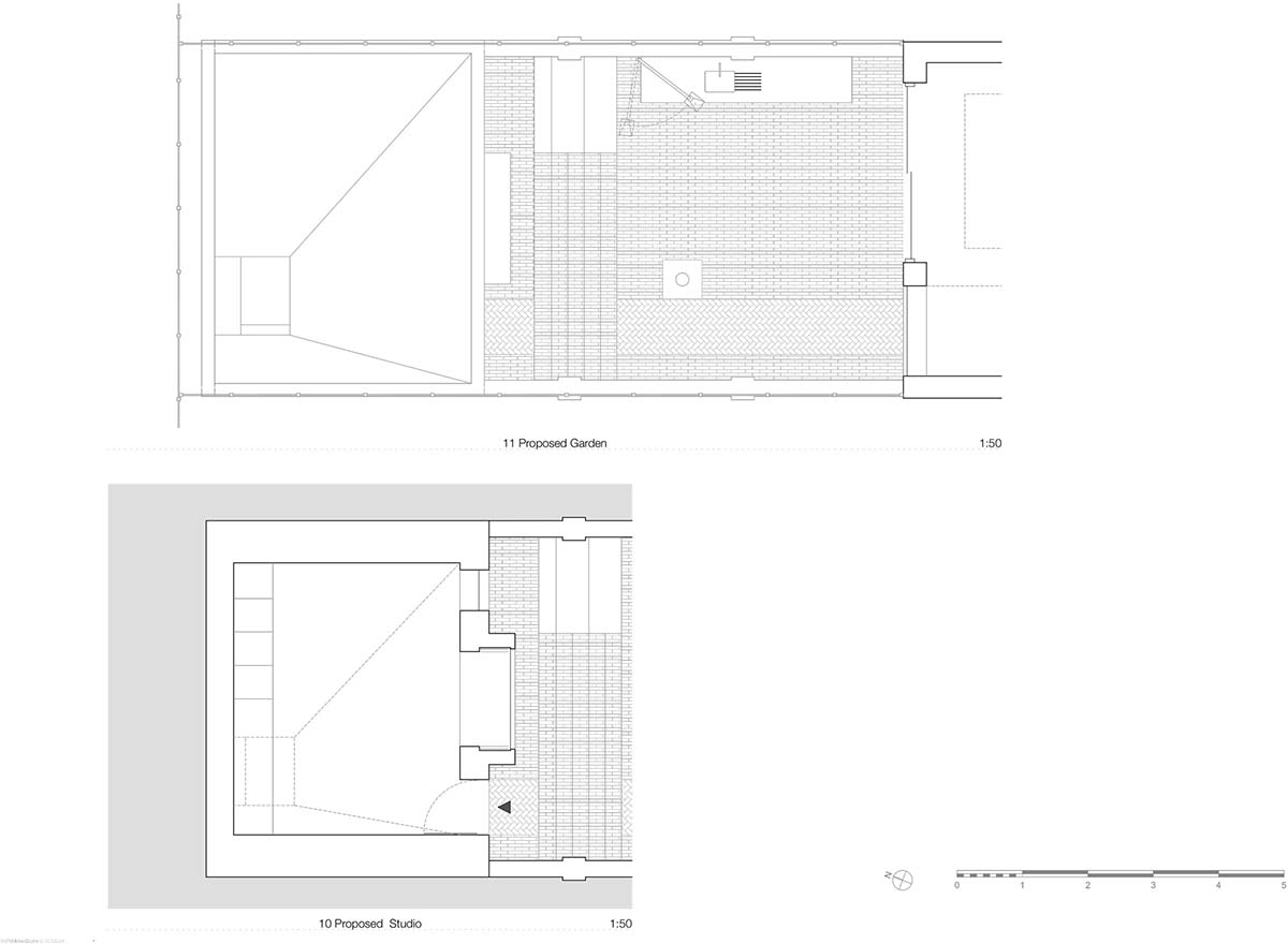 RISE Design Studio built sunken garden studio with rusted steel to provide a hidden place to escape