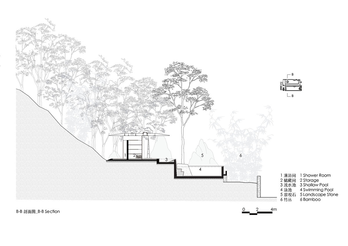 Atelier Liu Yuyang Architects built glassless yoga pavilion featuring silver roof set on a hill