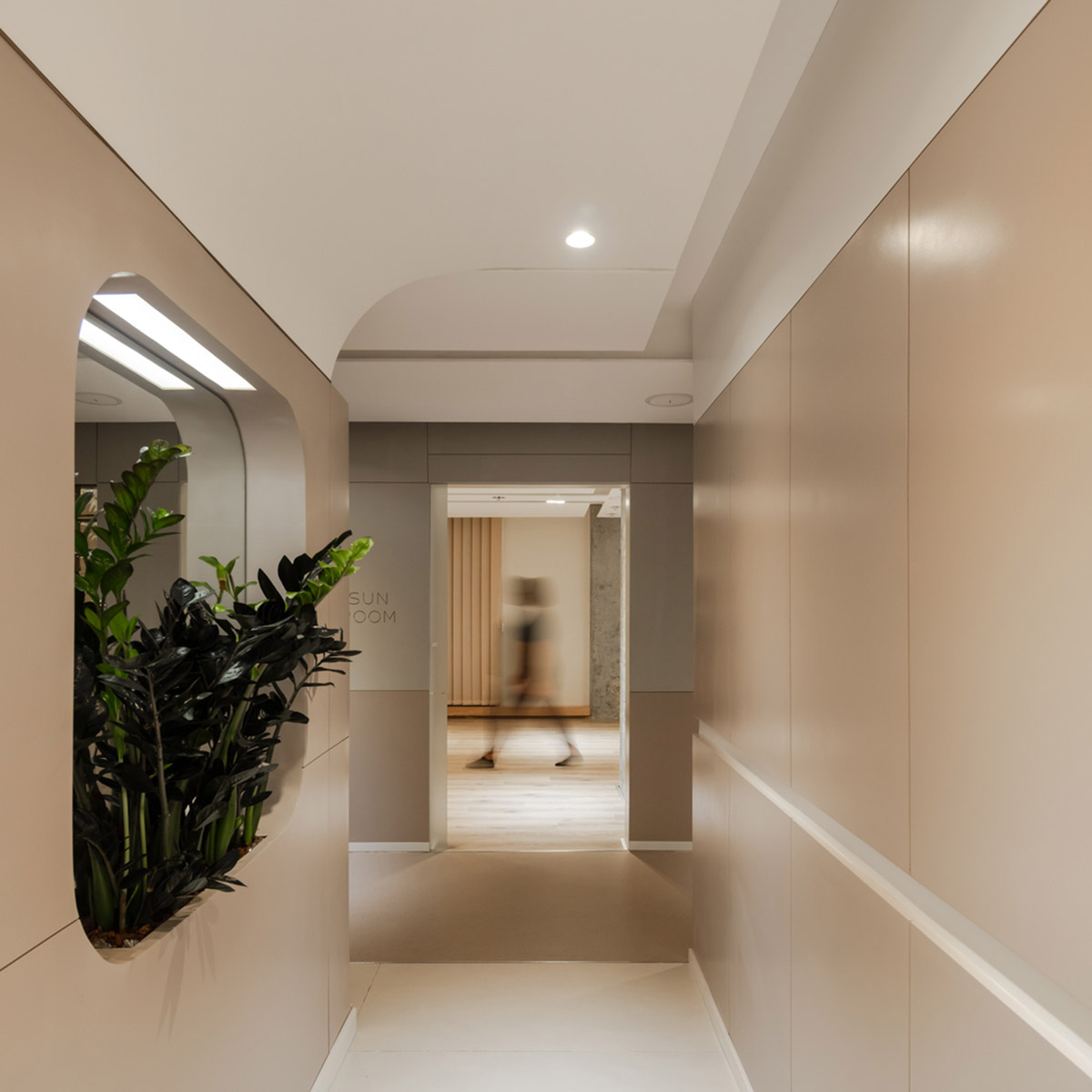 Minimal and rich color palette embrace diversity in this interior for a yoga studio in Kuwait