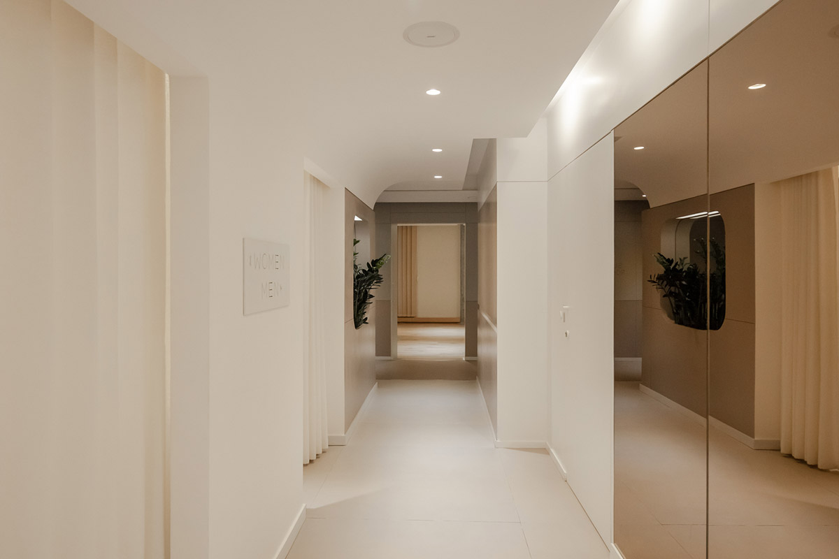 Minimal and rich color palette embrace diversity in this interior for a yoga studio in Kuwait