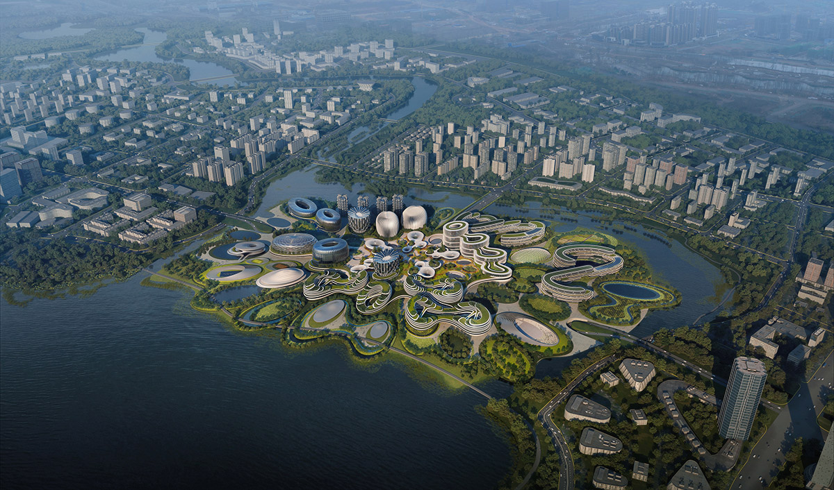 Zaha Hadid Architects releases visuals of Unicorn Island Masterplan as it nears completion in Chengdu