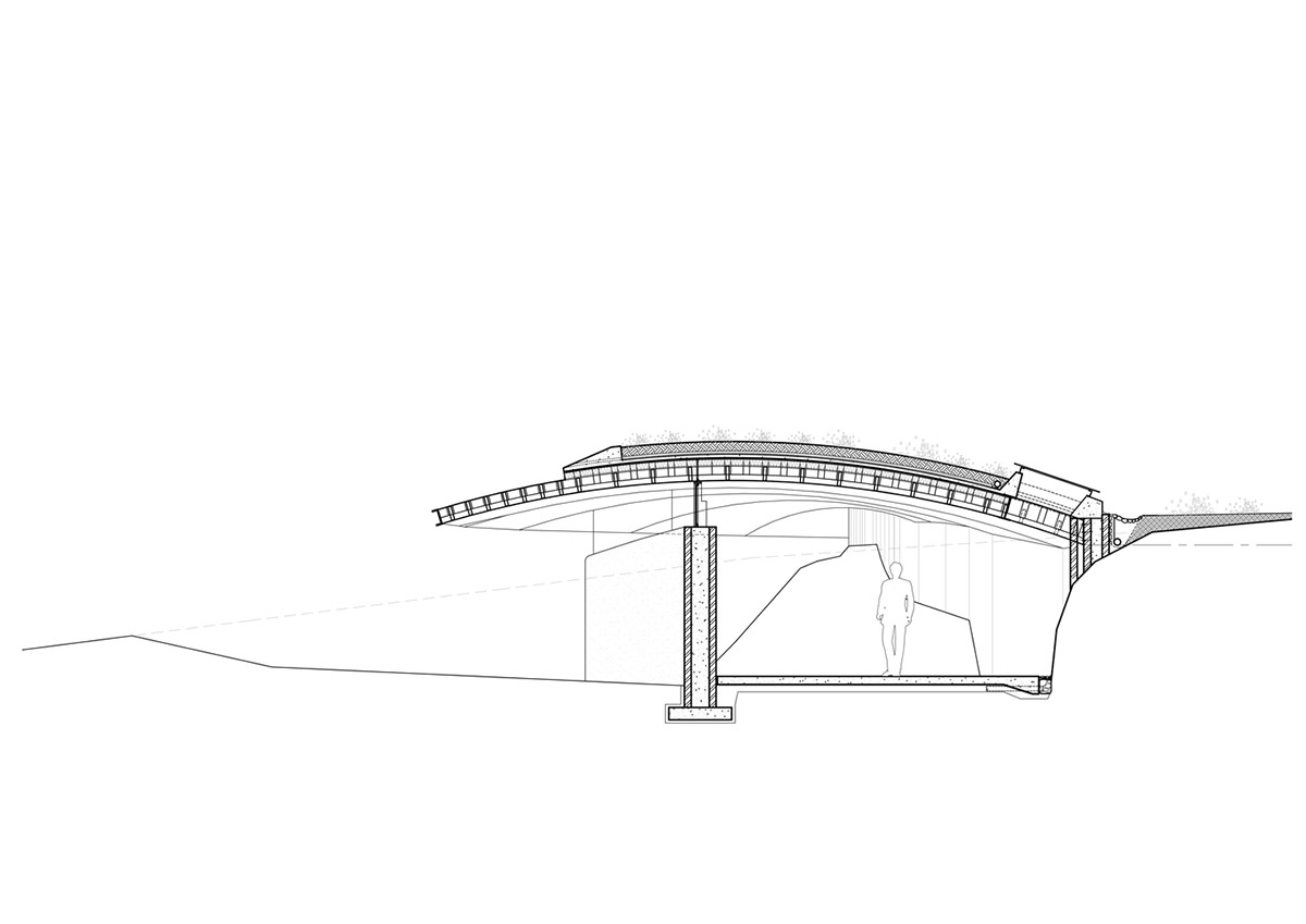 KLG Architects completes heritage center with undulating roof that acts as a small shelter