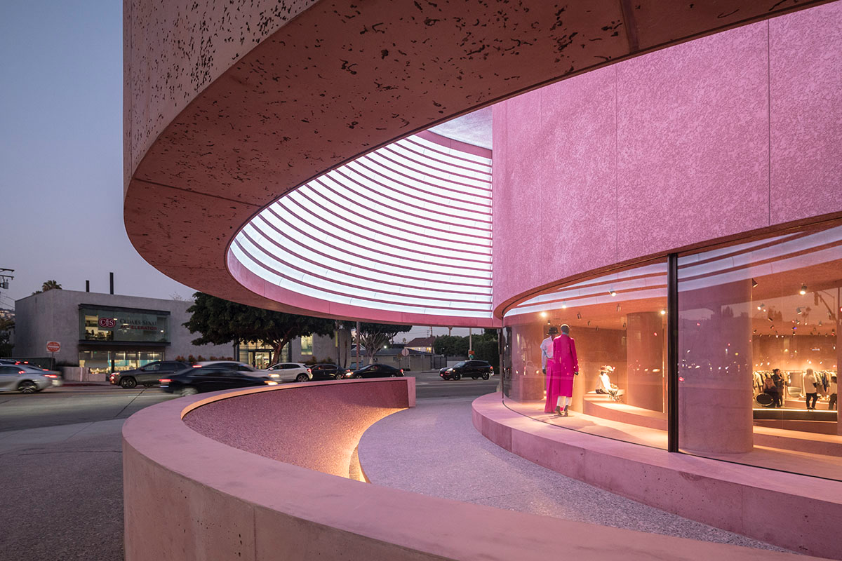 Adjaye Associates uses different hues of pink with sculptural concrete to form new store in LA