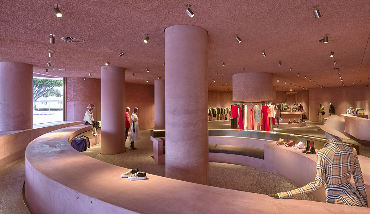 Adjaye Associates uses different hues of pink with sculptural concrete to form new store in LA