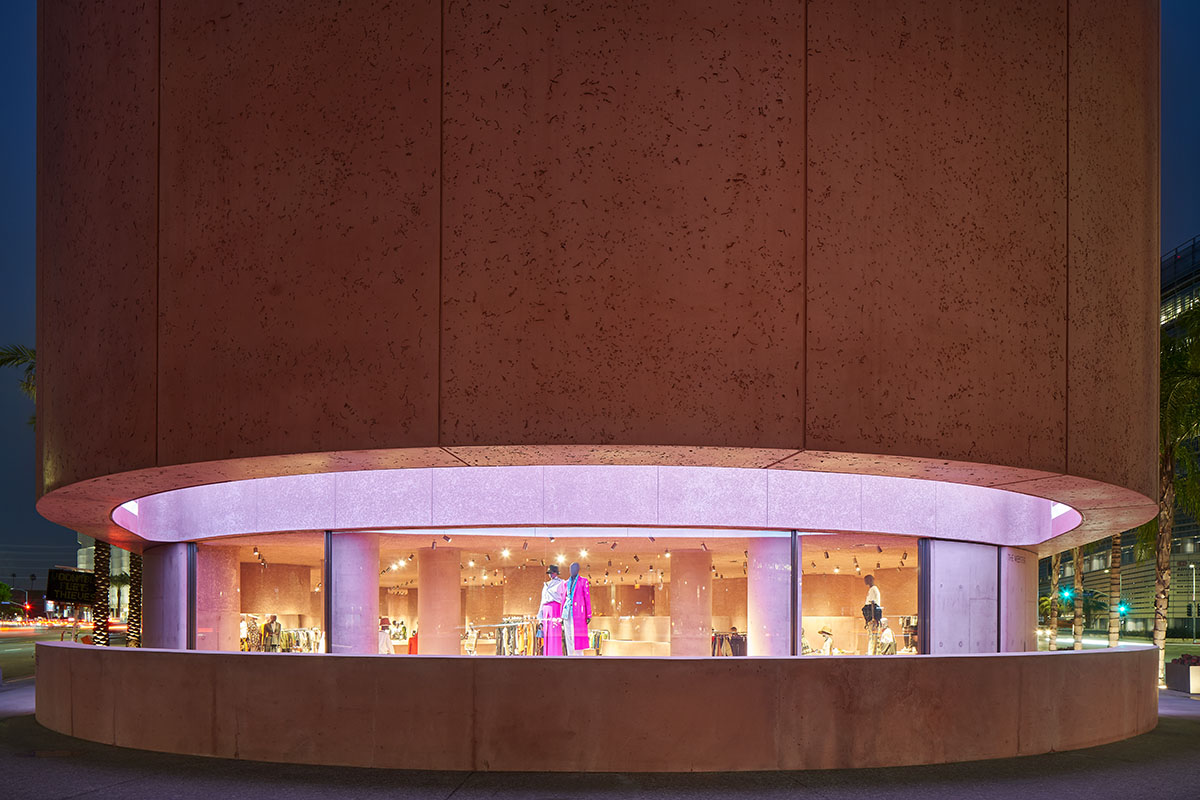 Adjaye Associates uses different hues of pink with sculptural concrete to form new store in LA