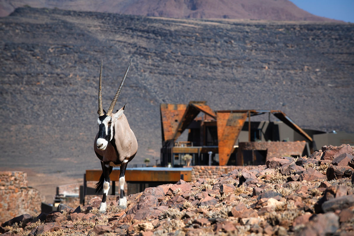 Fox Browne Creative and Jack Alexander design pavilion-like steel lodges on a desert of Namibia