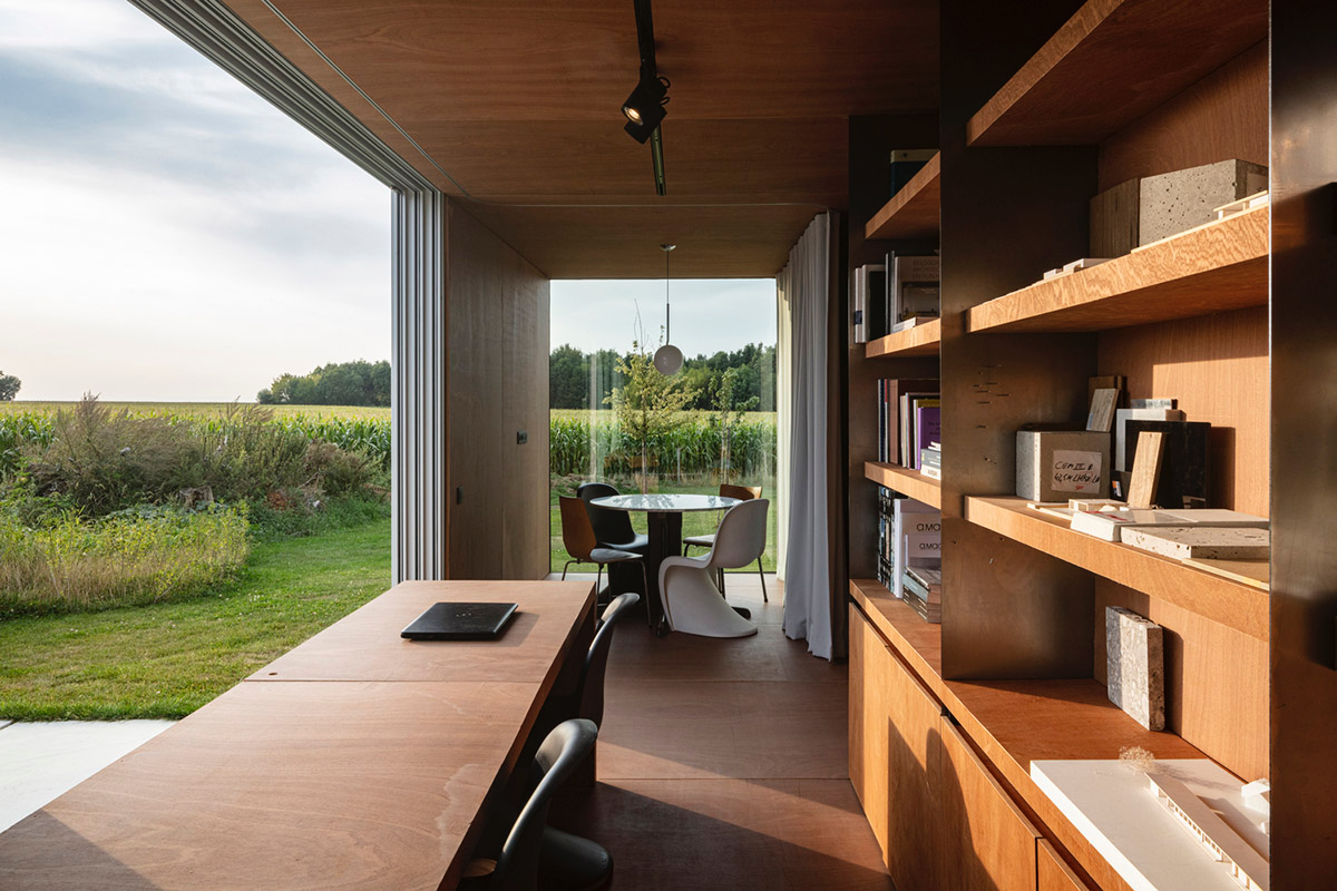 TOOP architectuur uses old shipping containers to convert them into architects' studio in Belgium