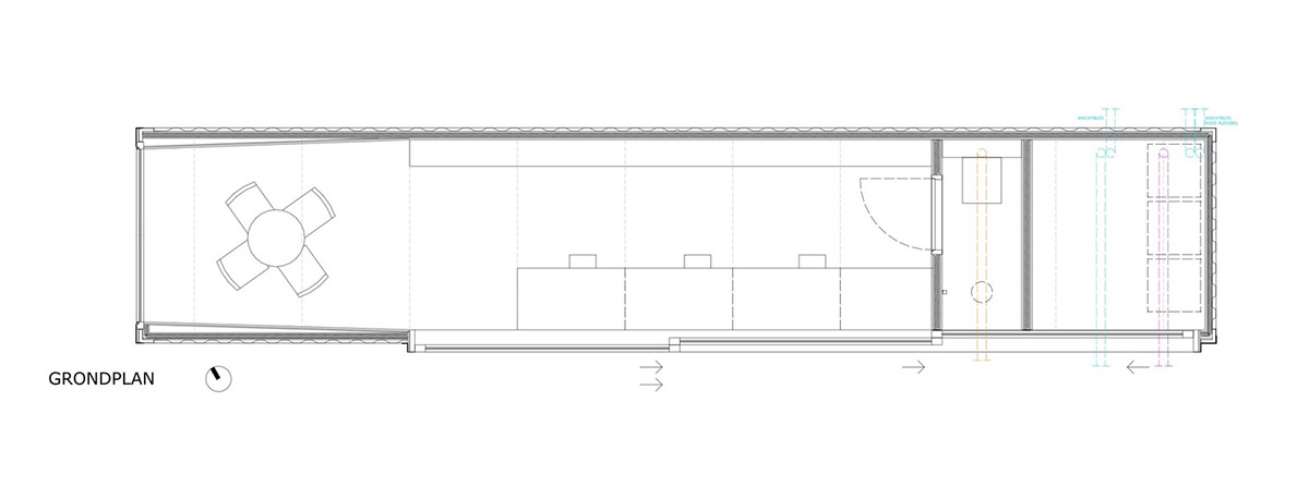 TOOP architectuur uses old shipping containers to convert them into architects' studio in Belgium